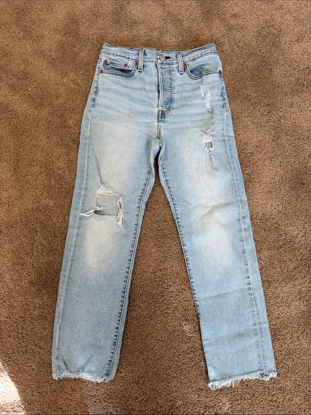 Levi's Light Blue Wedgie Straight Leg Distressed Jeans